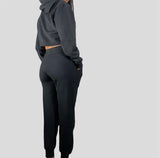 Black Tracksuit Stylish Two Piece Jogger Set