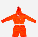 Two-piece hoodie set with a zipper and biker short