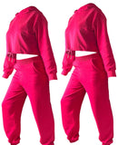 Pink Oversized Tracksuit with Adjustable Ropes