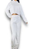 Two Piece White Track Suit with Hoodie