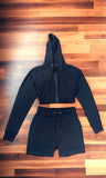 Black Two Piece Hoodie short set